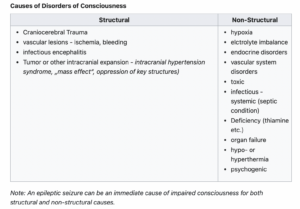 Causes of Disorders of Consciousness.